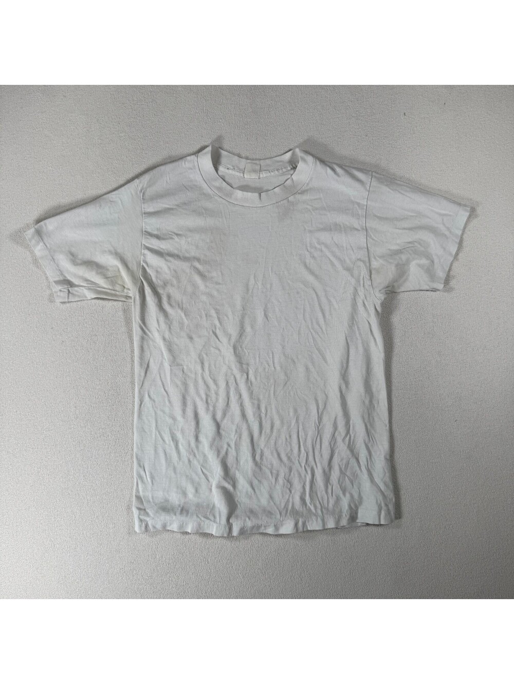 Vintage 80s Fruit Of Loom Paper Thin White Single Stitch Blank T Shirt